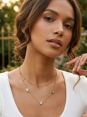 Double Chain Stars Necklace